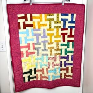 Handmade Quilted Crib Blanket NWT 36” x 30” Multicolor Baby